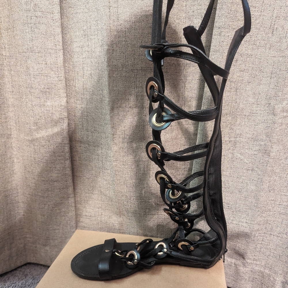 Below knee gladiator sandals